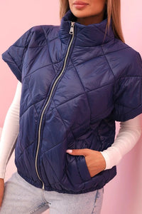 Women's vest with short sleeves and a stand - up collar 5684 / – Navy blue цвет / color | Lexline Fashion