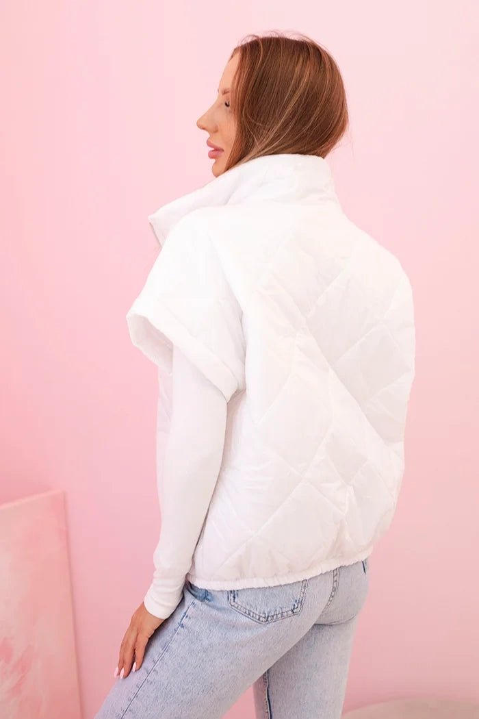Women's vest with short sleeves and a stand - up collar 5684 / – White цвет / color | Lexline Fashion