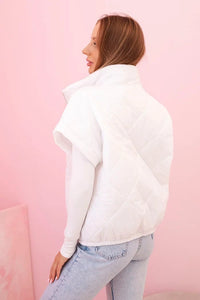 Women's vest with short sleeves and a stand - up collar 5684 / – White цвет / color | Lexline Fashion