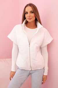 Women's vest with short sleeves and a stand - up collar 5684 / – White цвет / color | Lexline Fashion