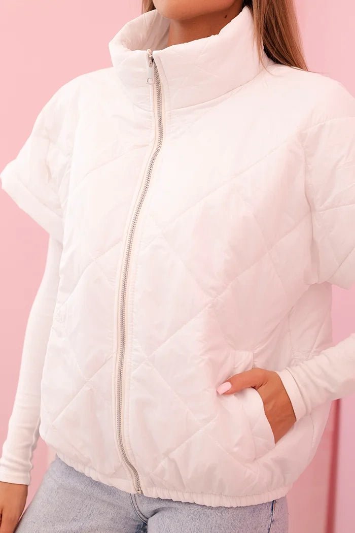 Women's vest with short sleeves and a stand - up collar 5684 / – White цвет / color | Lexline Fashion