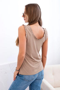 Women's viscose blouse with a frill at the neckline ART0098 / – Fango цвет / color | Lexline Fashion