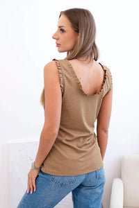 Women's viscose blouse with a frill at the neckline ART0098 / – Light || Green цвет / color | Lexline Fashion