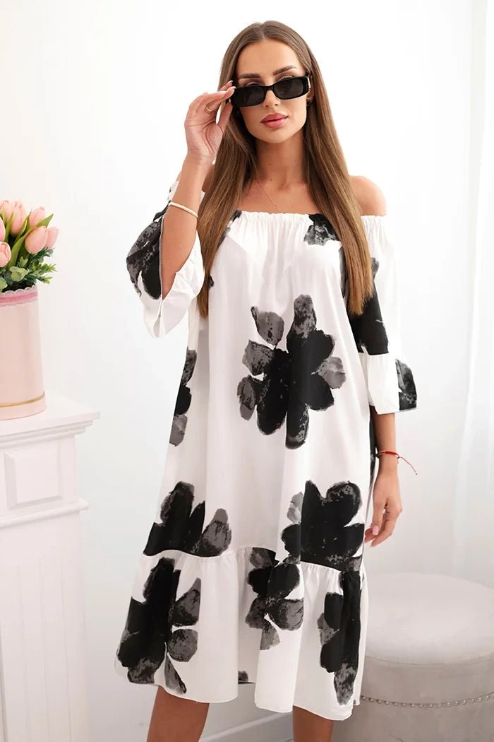 Women's viscose dress with a floral pattern 21301 / – Black цвет / color | Lexline Fashion