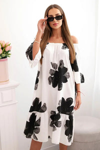 Women's viscose dress with a floral pattern 21301 / – Black цвет / color | Lexline Fashion