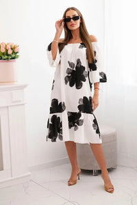 Women's viscose dress with a floral pattern 21301 / – Black цвет / color | Lexline Fashion