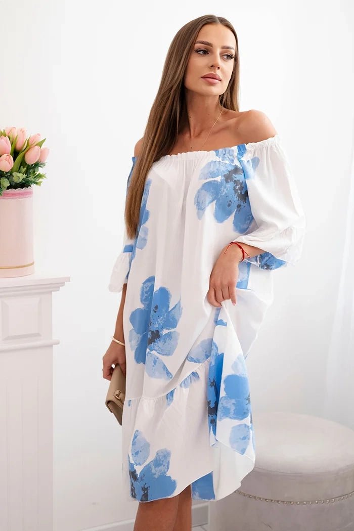 Women's viscose dress with a floral pattern 21301 / – Blue цвет / color | Lexline Fashion