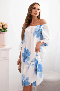 Women's viscose dress with a floral pattern 21301 / – Blue цвет / color | Lexline Fashion