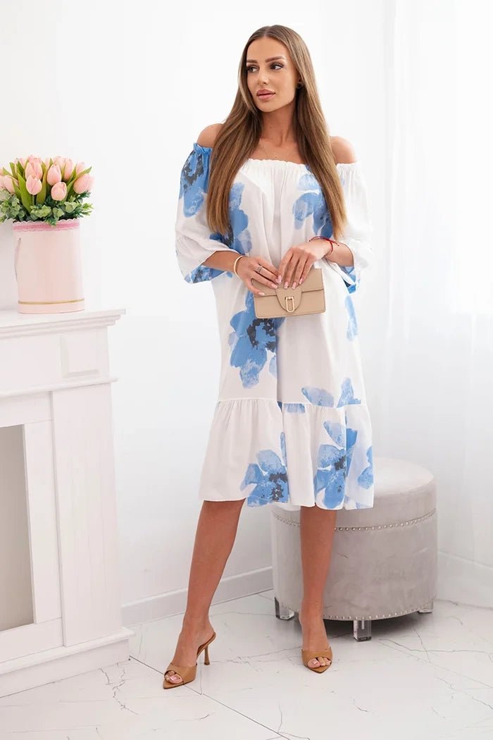 Women's viscose dress with a floral pattern 21301 / – Blue цвет / color | Lexline Fashion
