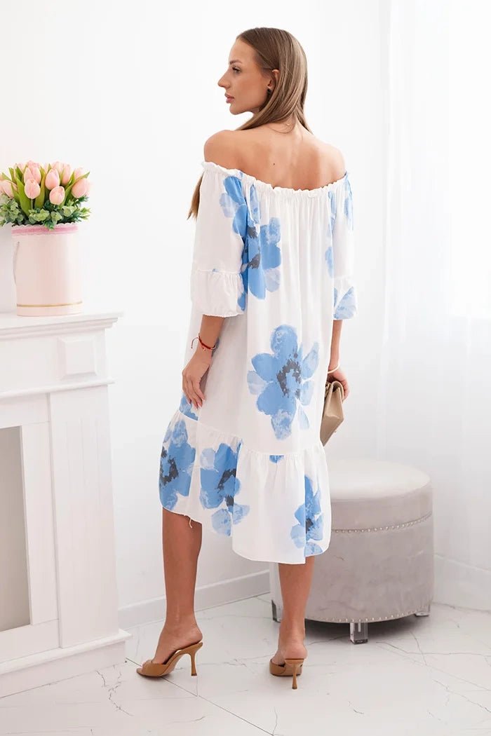 Women's viscose dress with a floral pattern 21301 / – Blue цвет / color | Lexline Fashion