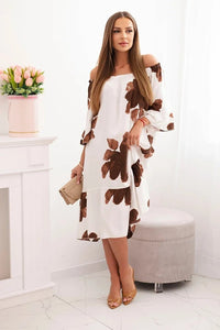 Women's viscose dress with a floral pattern 21301 / – Brown цвет / color | Lexline Fashion