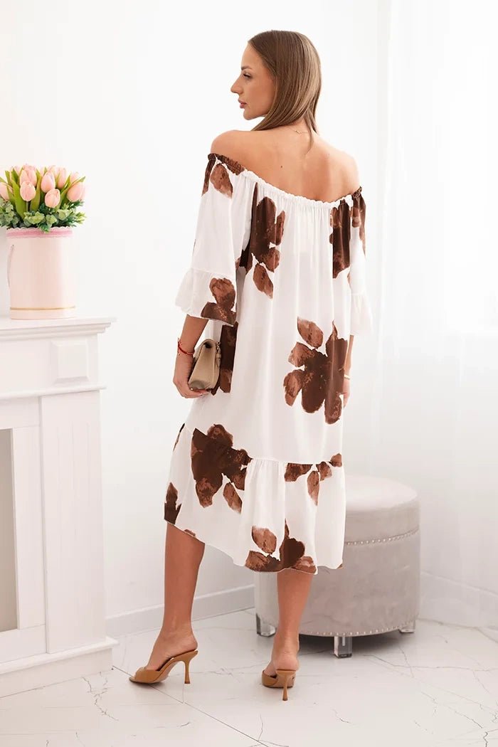 Women's viscose dress with a floral pattern 21301 / – Brown цвет / color | Lexline Fashion