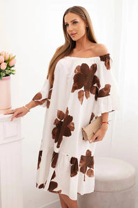 Women's viscose dress with a floral pattern 21301 / – Brown цвет / color | Lexline Fashion