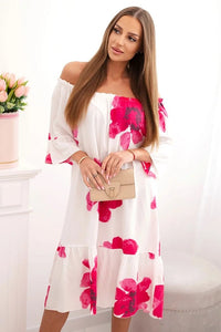 Women's viscose dress with a floral pattern 21301 / – Fuchsia цвет / color | Lexline Fashion