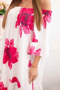 Women's viscose dress with a floral pattern 21301 / – Fuchsia цвет / color | Lexline Fashion