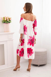 Women's viscose dress with a floral pattern 21301 / – Fuchsia цвет / color | Lexline Fashion
