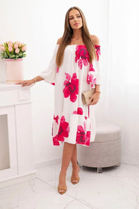 Women's viscose dress with a floral pattern 21301 / – Fuchsia цвет / color | Lexline Fashion