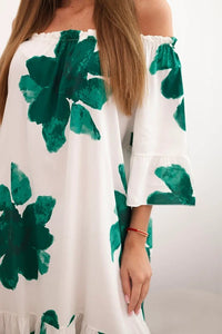 Women's viscose dress with a floral pattern 21301 / – Green цвет / color | Lexline Fashion