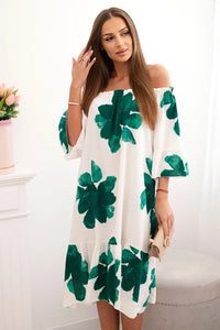 Women's viscose dress with a floral pattern 21301 / – Green цвет / color | Lexline Fashion