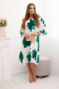 Women's viscose dress with a floral pattern 21301 / – Green цвет / color | Lexline Fashion