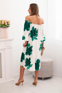 Women's viscose dress with a floral pattern 21301 / – Green цвет / color | Lexline Fashion