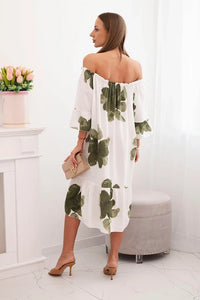 Women's viscose dress with a floral pattern 21301 / – Khaki цвет / color | Lexline Fashion