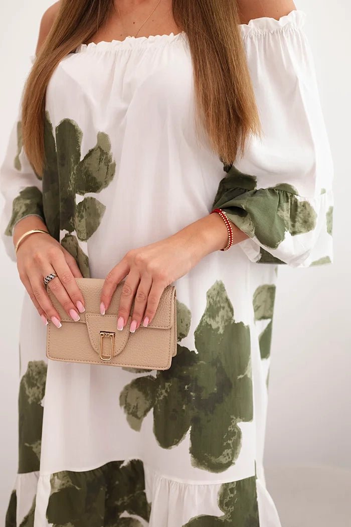 Women's viscose dress with a floral pattern 21301 / – Khaki цвет / color | Lexline Fashion