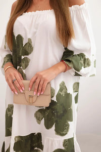 Women's viscose dress with a floral pattern 21301 / – Khaki цвет / color | Lexline Fashion