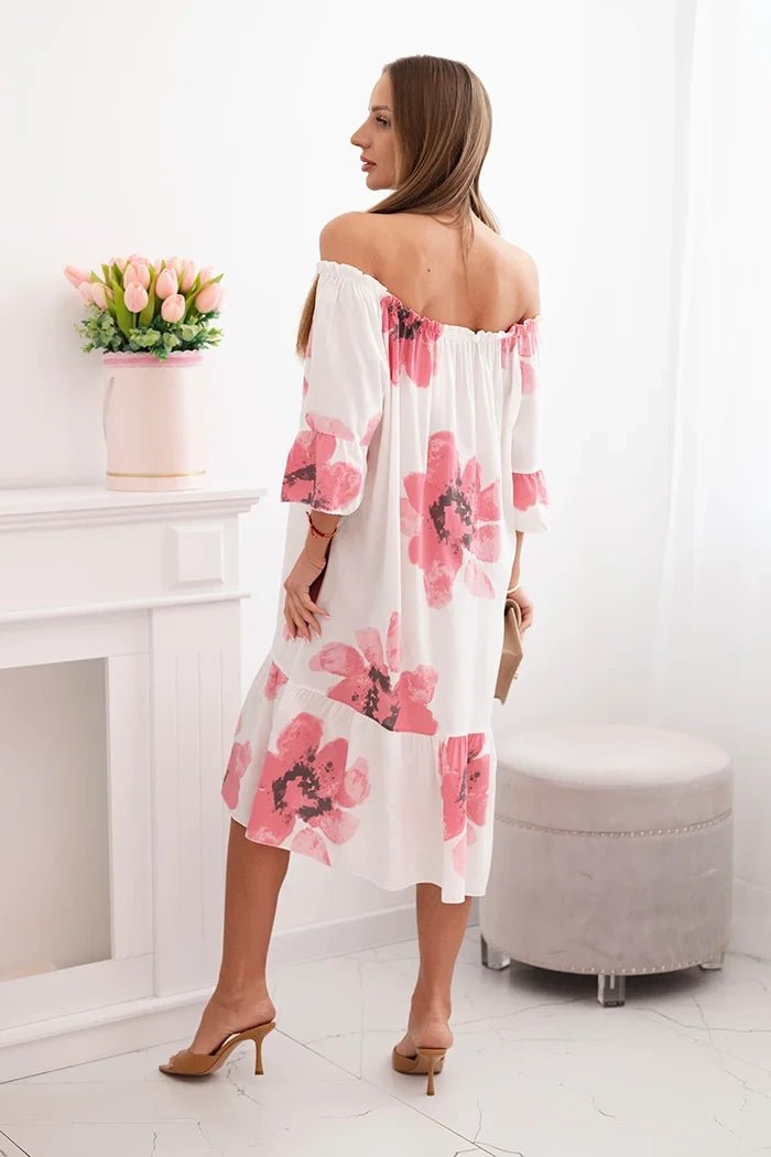 Women's viscose dress with a floral pattern 21301 / – Light Pink цвет / color | Lexline Fashion