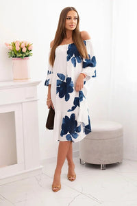 Women's viscose dress with a floral pattern 21301 / – Navy blue цвет / color | Lexline Fashion
