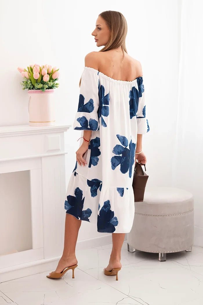 Women's viscose dress with a floral pattern 21301 / – Navy blue цвет / color | Lexline Fashion