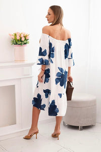 Women's viscose dress with a floral pattern 21301 / – Navy blue цвет / color | Lexline Fashion