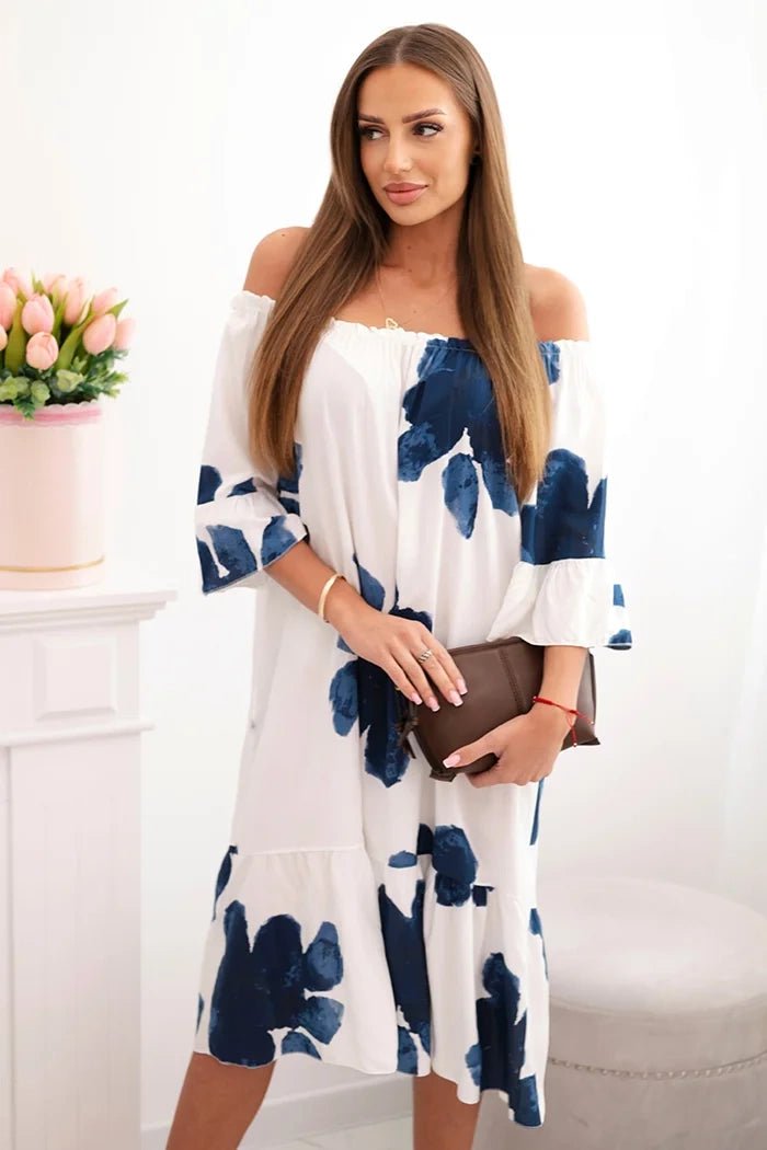 Women's viscose dress with a floral pattern 21301 / – Navy blue цвет / color | Lexline Fashion