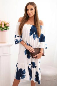 Women's viscose dress with a floral pattern 21301 / – Navy blue цвет / color | Lexline Fashion
