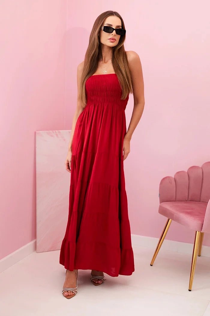 Women's viscose dress with elastic top 4635 / – Burgundy цвет / color | Lexline Fashion