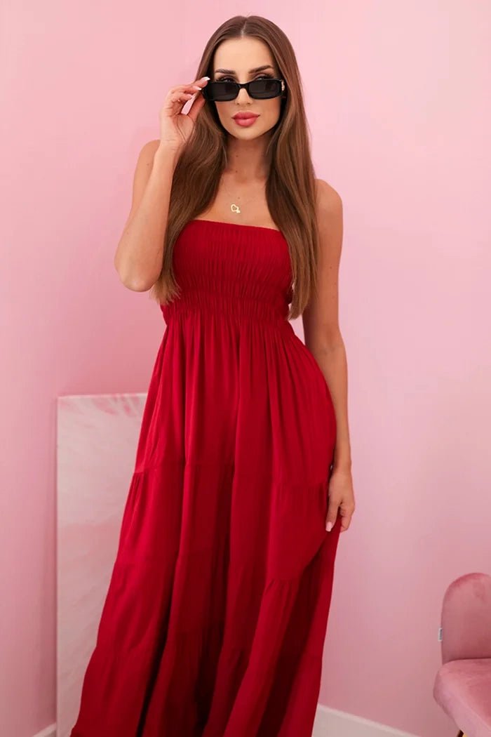 Women's viscose dress with elastic top 4635 / – Burgundy цвет / color | Lexline Fashion
