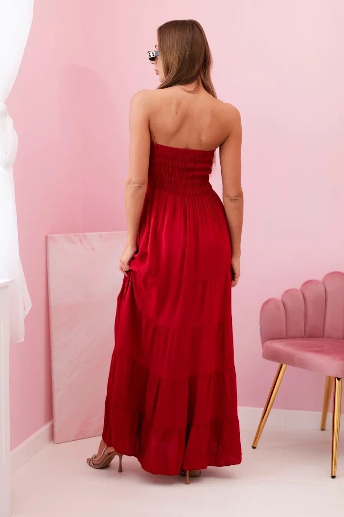Women's viscose dress with elastic top 4635 / – Burgundy цвет / color | Lexline Fashion