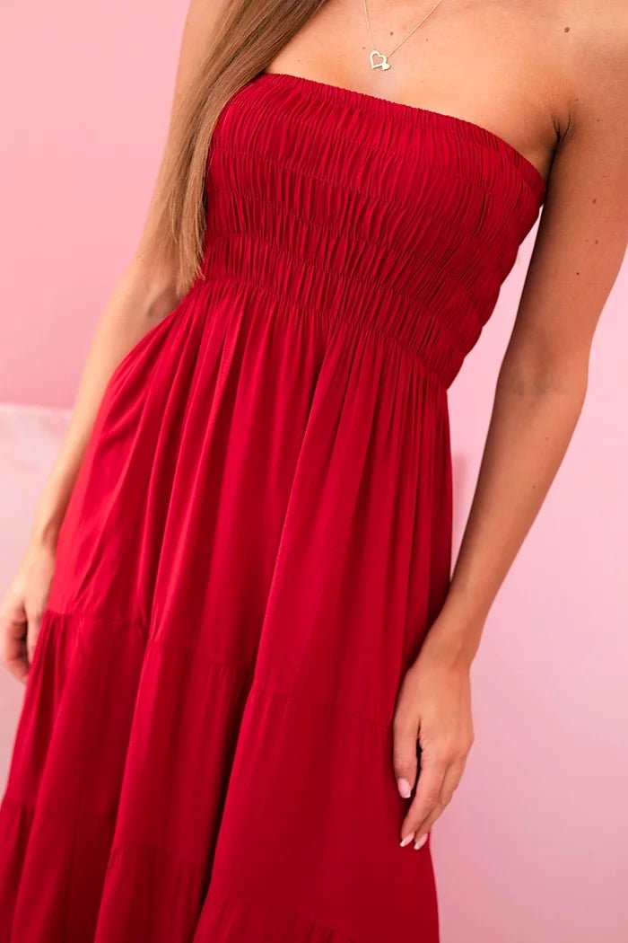 Women's viscose dress with elastic top 4635 / – Burgundy цвет / color | Lexline Fashion