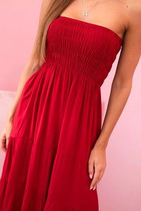 Women's viscose dress with elastic top 4635 / – Burgundy цвет / color | Lexline Fashion