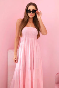 Women's viscose dress with elastic top 4635 / – Candy pink цвет / color | Lexline Fashion