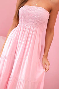 Women's viscose dress with elastic top 4635 / – Candy pink цвет / color | Lexline Fashion