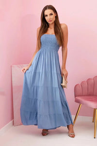 Women's viscose dress with elastic top 4635 / – Jeans цвет / color | Lexline Fashion