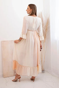 Women's viscose dress with embellishments 6121 / – Beige цвет / color | Lexline Fashion