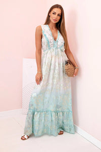 Women's viscose dress with embroidery 6235 / – Mint цвет / color | Lexline Fashion