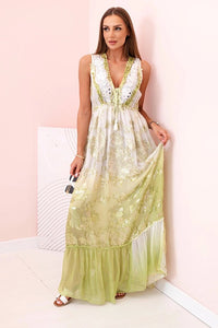 Women's viscose dress with embroidery 6235 / – Olive цвет / color | Lexline Fashion
