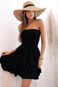 Women's viscose dress with ruffles 3245 / – Black цвет / color | Lexline Fashion