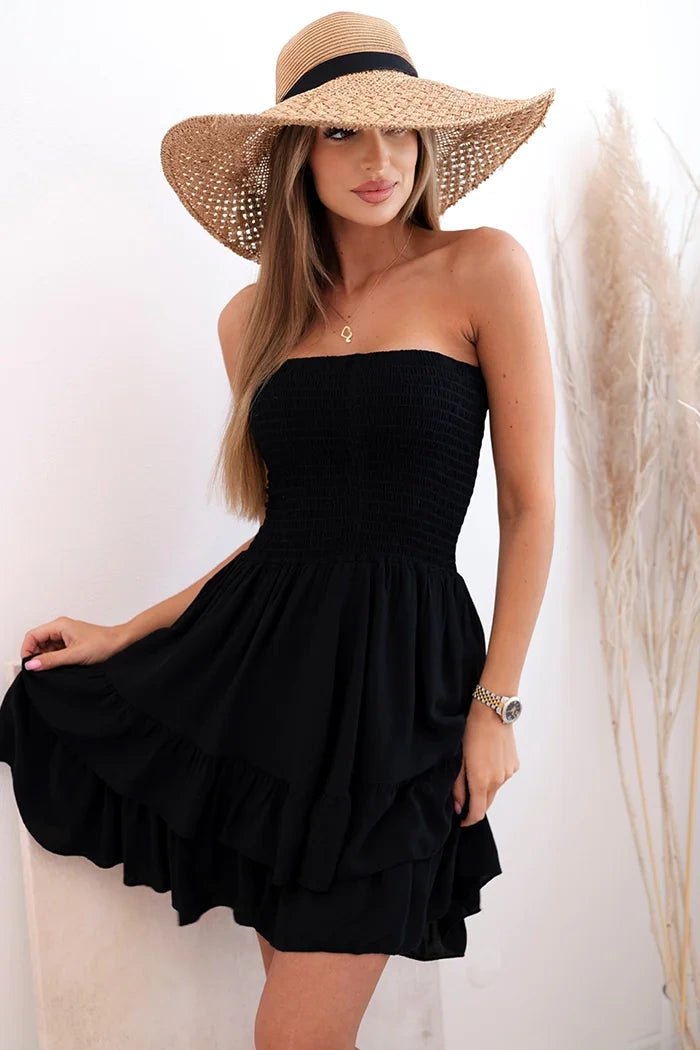 Women's viscose dress with ruffles 3245 / – Black цвет / color | Lexline Fashion