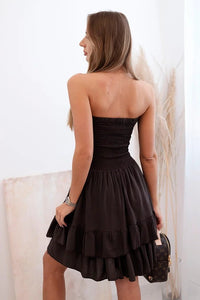Women's viscose dress with ruffles 3245 / – Brown цвет / color | Lexline Fashion