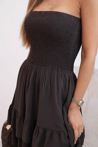 Women's viscose dress with ruffles 3245 / – Brown цвет / color | Lexline Fashion