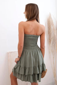 Women's viscose dress with ruffles 3245 / – Khaki цвет / color | Lexline Fashion